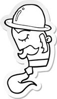 adesivo de um homem de desenho animado usando chapéu vetor