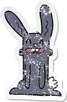 vinheta angustiada de um coelho de desenho animado vetor