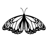 silhueta de borboleta monarca. ilustração vetorial isolada no fundo branco vetor