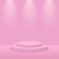 produto palco pódio ilustração rosa spot ilumina fundo moderno vetor