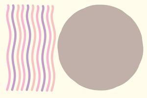 vetor de ilustração de arte abstrata de linha vertical ondulada e círculo marrom para fundo
