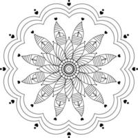 ornamento de flor de círculo de design de mandala preto e branco, design de renda redonda ornamental. com decoração de padrões de mandalas, azulejos, têxteis, tapetes e almofadas. projeto de fundo de mandala desenhados à mão. vetor