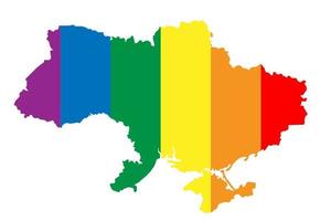 mapa da bandeira do orgulho gay da ucrânia lgbtq vetor