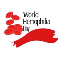dia mundial da hemofilia, glóbulos vermelhos e inscrição temática, para design de cartaz ou banner vetor