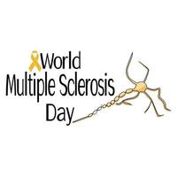 dia mundial da esclerose múltipla, representação esquemática do neurônio afetado, ideia para banner ou pôster vetor