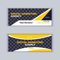 conjunto de design de banner de agência de marketing digital de dois banners profissionais de negócios corporativos design modelo de layout de banner de capa moderno vetor