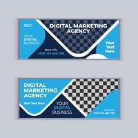 conjunto de design de banner de agência de marketing digital de dois banners profissionais de negócios corporativos design modelo de layout de banner de capa moderno vetor