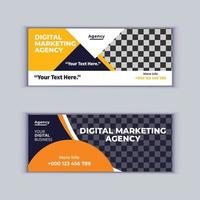 conjunto de design de banner de agência de marketing digital de dois banners profissionais de negócios corporativos design modelo de layout de banner de capa moderno vetor