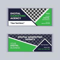 conjunto de design de banner de agência de marketing digital de dois banners profissionais de negócios corporativos design modelo de layout de banner de capa moderno vetor