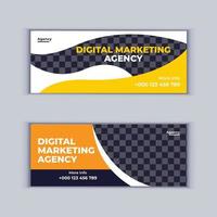 conjunto de design de banner de agência de marketing digital de dois banners profissionais de negócios corporativos design modelo de layout de banner de capa moderno vetor