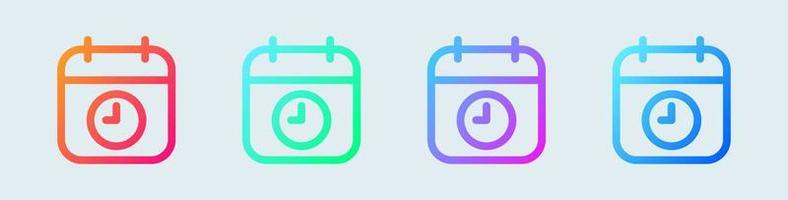 ícone de linha de evento em cores gradientes. ilustração vetorial de sinais de calendário. vetor