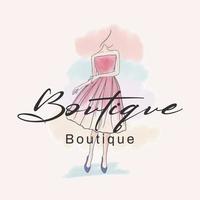 design de logotipo de beleza em aquarela desenhado à mão para marca de roupas, moda, boutique vetor