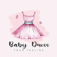design de logotipo de vestido de bebê aquarela desenhado à mão para marca de roupas, moda, boutique vetor
