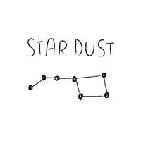 ilustração de cosmos doodle em estilo infantil. cartão de espaço desenhado à mão com poeira de estrela de letras, Ursa Maior. Preto e branco. vetor