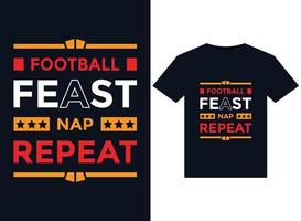 ilustração de repetição de soneca de festa de futebol para design de camisetas prontas para impressão vetor