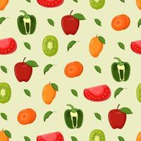 padrão sem emenda de frutas e legumes. comida vegetariana, conceito de alimentação saudável. ilustração vetorial plana