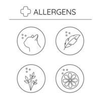 conjunto de ícones de linha de alérgenos vetor