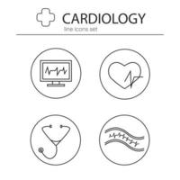 conjunto de ícones de linha de cardiologia vetor