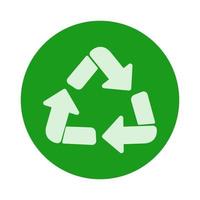 símbolo de reciclagem em forma redonda isolada no fundo branco. carimbo, marca, etiqueta para estoque de produtos. ilustração vetorial vetor
