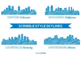 Skylines da cidade do estilo Scribble vetor