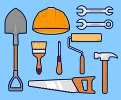 conjunto de vetores de ilustração de ferramentas de trabalho de engenheiro de reparo de manutenção de faz-tudo