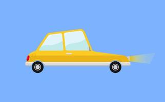 carro amarelo retrô familiar no estilo de desenho animado vetor