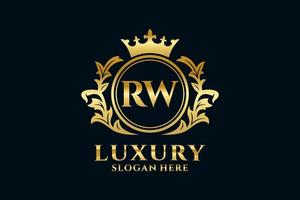 modelo de logotipo de luxo real carta inicial rw em arte vetorial para projetos de marca de luxo e outras ilustrações vetoriais. vetor