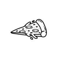 ilustração desenhada à mão de doodle de fatia de pizza vetor