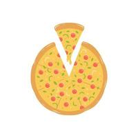 pizza redonda completa com ilustração de queijo derretido vetor