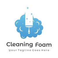 limpeza de design de modelo de logotipo. proteção de limpeza, limpador de casa com spray de lavagem e ferramentas de limpeza. vetor