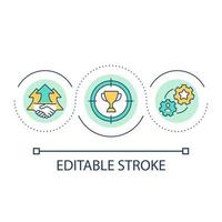 processo de definição de metas com o ícone do conceito de loop de colegas. ilustração de linha fina de idéia abstrata de trabalho em equipe eficaz. funcionamento bem sucedido da equipe. desenho de contorno isolado. traço editável. vetor