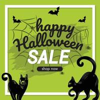 banner de venda de halloween design bonito vetor de fundo verde