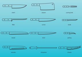Ícones de facas de cozinha vetor