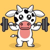 ilustração premium de vaca fofa e animal chibi vetor