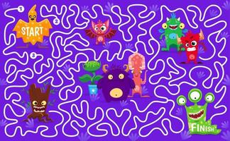 labirinto labirinto com personagens de monstros assustadores vetor