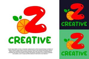 alfabeto z logotipo e frutas cítricas frescas em estilo moderno. vetor