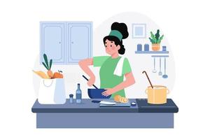 conceito de ilustração de cozinha e cozinha em fundo branco vetor