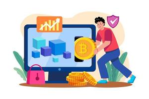 conceito de ilustração de investimento blockchain em fundo branco vetor