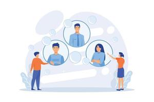 recursos humanos, gestão de talentos. escolha de pessoal, recrutamento de pessoal, agência de emprego. gerentes profissionais de rh selecionando novos recrutas. ilustração moderna de vetor plana