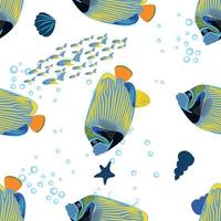 imperador angelfish pomacanthus imperator, personagem de vida selvagem de animais marinhos. natureza subaquática, marinha selvagem oceano zoo peixes. padrões sem emenda brilhantes de animais. vetor