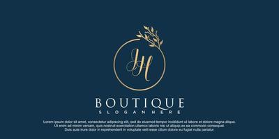 logotipo boutique com a letra jh e o conceito de folha vetor premium