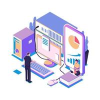 cursos de big data online design de ilustração de estilo simples vetor