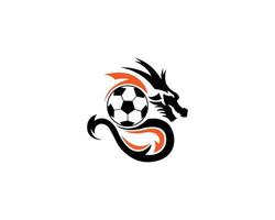 modelo de vetor de design de logotipo de bola de dragão de time de futebol e futebol criativo.