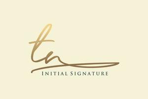 modelo de logotipo de assinatura de letra inicial tn logotipo de design elegante. mão desenhada caligrafia letras ilustração vetorial. vetor