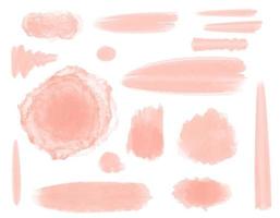 conjunto de vetores de aquarela rosa pintada à mão formas redondas manchas círculos bolhas isoladas em branco.