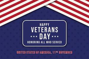 fundo de design vetorial américa da bandeira do dia dos veteranos vetor
