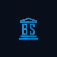 bs monograma de logotipo inicial com vetor de design de ícone de construção de tribunal simples
