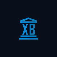 xb monograma de logotipo inicial com vetor de design de ícone de construção de tribunal simples