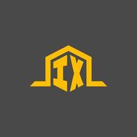 ix logotipo inicial do monograma com design de estilo hexágono vetor