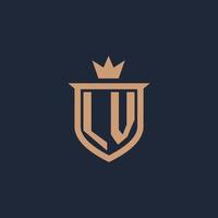 logotipo inicial do monograma lv com estilo de escudo e coroa vetor